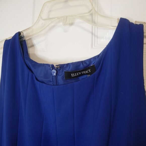 Ellen Tracy Tank Sleeve Flounce Dress in Cobalt Blue Sz 12 - Picture 4 of 8
